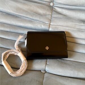 Tory Burch Black Leather Wallet On Chain WOC